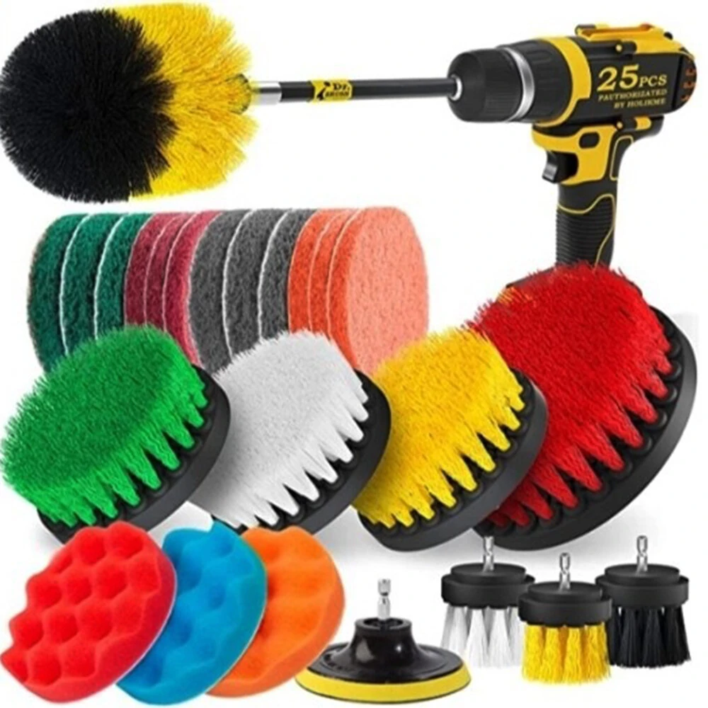 (image for) 25PC/SET Electric Drill Brushes Brush Attachable for Cleaning Pool Tile Flooring Brick Ceramic Marble Grout Bathroom Car